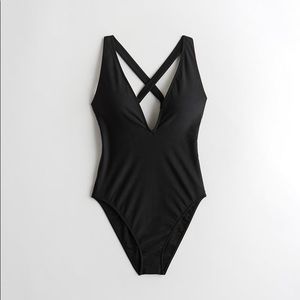 Tie-Back Deep V One Piece Swim - NWT